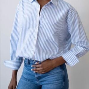 AYR The Deep End Blue and White Striped Button-Up Shirt